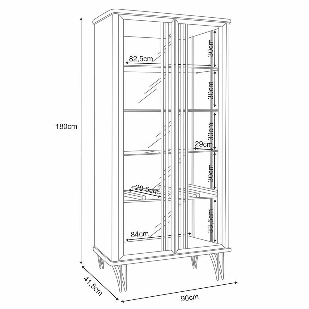 Sala De Jantar Com Cristaleira évora E Balcão Buffet Benvenuto Off White-champanhe Hb Móveis Off White-champanhe - 3