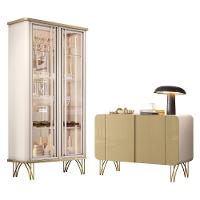 Sala De Jantar Com Cristaleira évora E Balcão Buffet Benvenuto Off White-champanhe Hb Móveis Off White-champanhe - 1