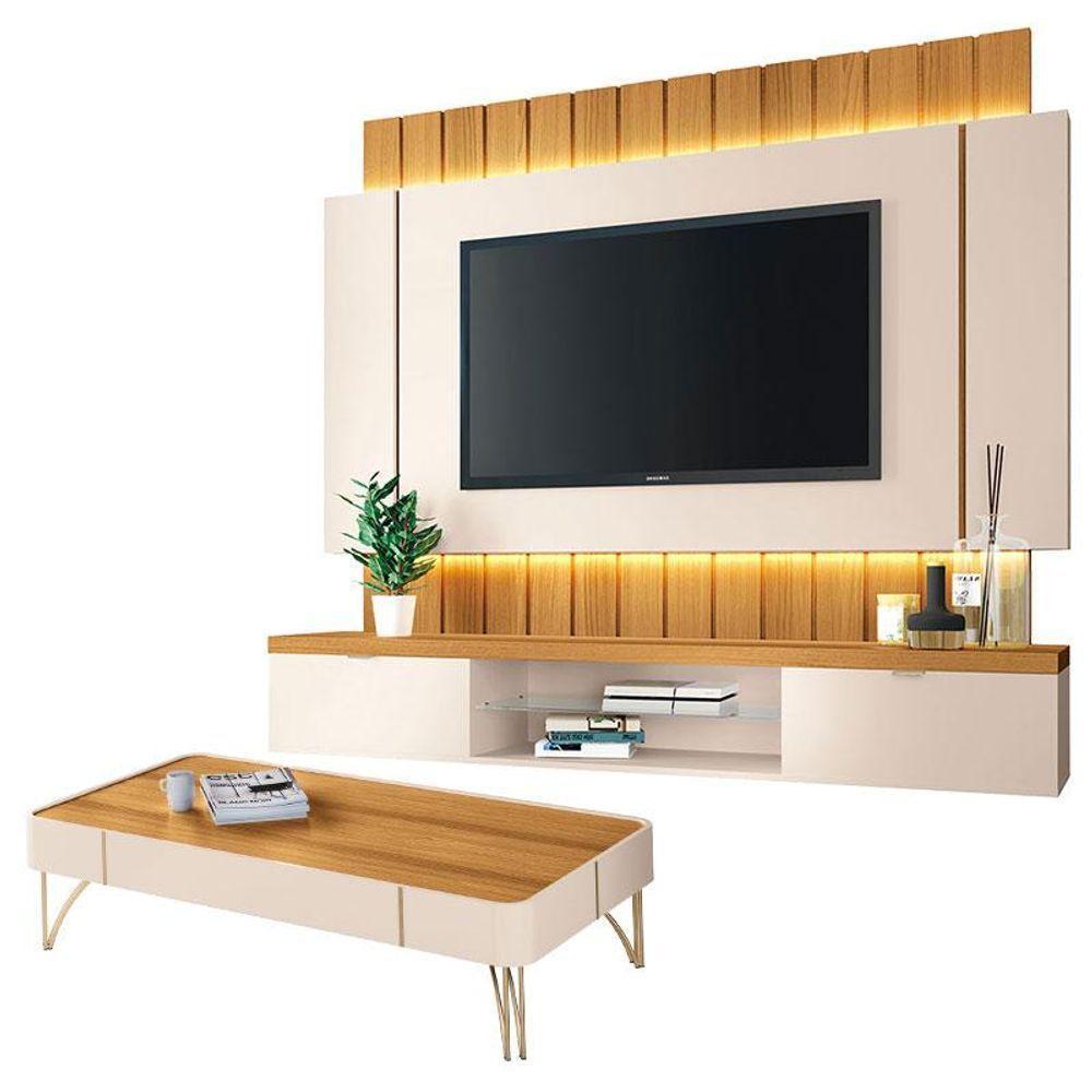 Home Suspenso Illusion 1.8 E Mesa De Centro Cadenza Cinamomo Off White - Hb Móveis - 1