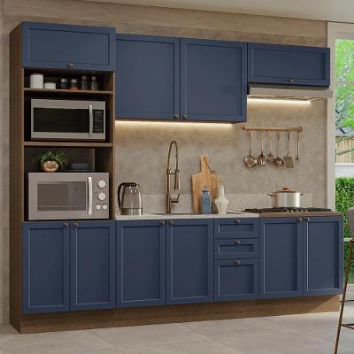 Armário De Cozinha Completa 270 Cm Rustic/azul Vik Madesa 01 Rustic/azul
