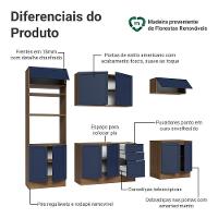 Armário De Cozinha Completa 270 Cm Rustic/azul Vik Madesa 01 Rustic/azul