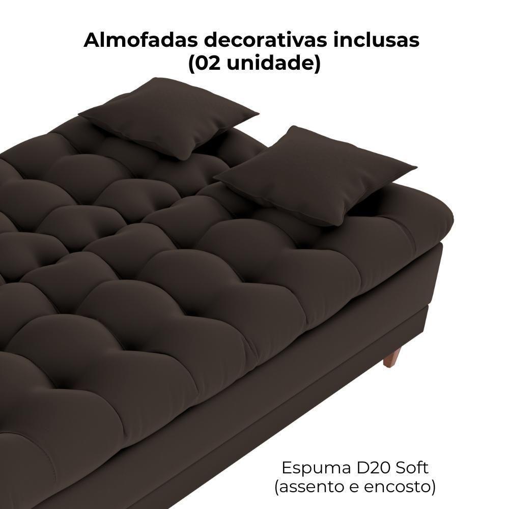 Sofa Cama 2 Lugares 185 Cm Duda Veludo Light B255 Milani Store Marrom - 6