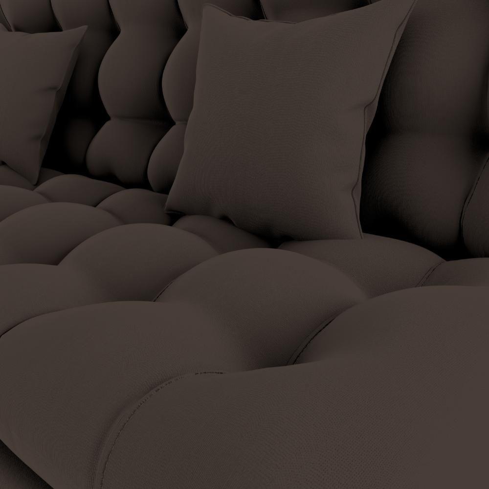 Sofa Cama 2 Lugares 185 Cm Duda Veludo Light B255 Milani Store Marrom - 7