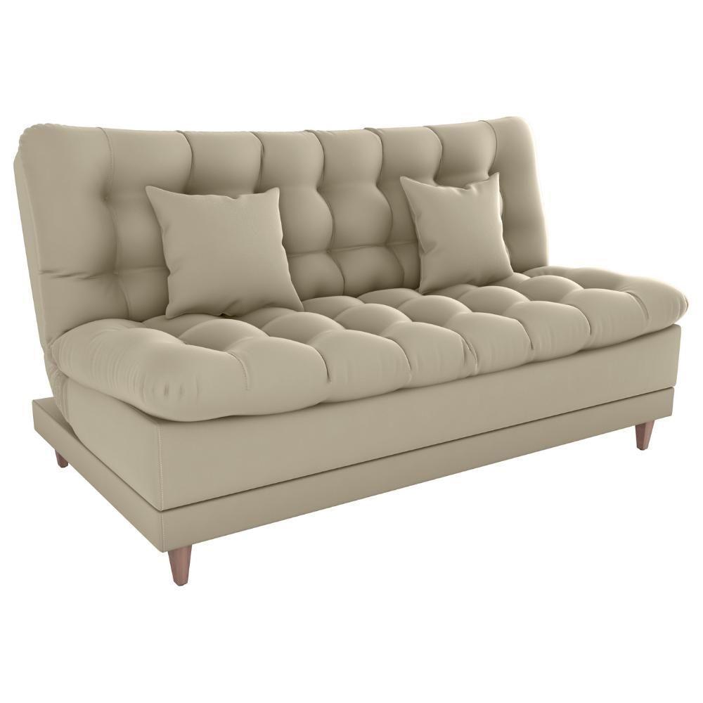 Sofa Cama 2 Lugares 185 Cm Duda Veludo Light B251 Milani Store Bege - 1