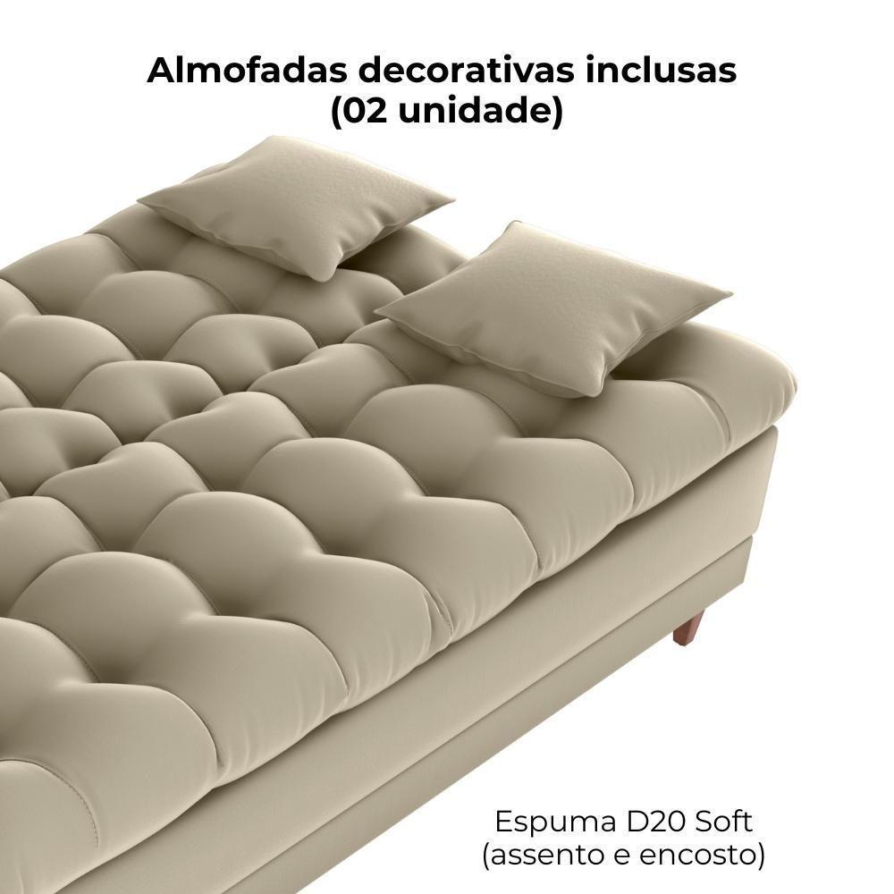 Sofa Cama 2 Lugares 185 Cm Duda Veludo Light B251 Milani Store Bege - 6