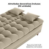 Sofa Cama 2 Lugares 185 Cm Duda Veludo Light B251 Milani Store Bege - 6