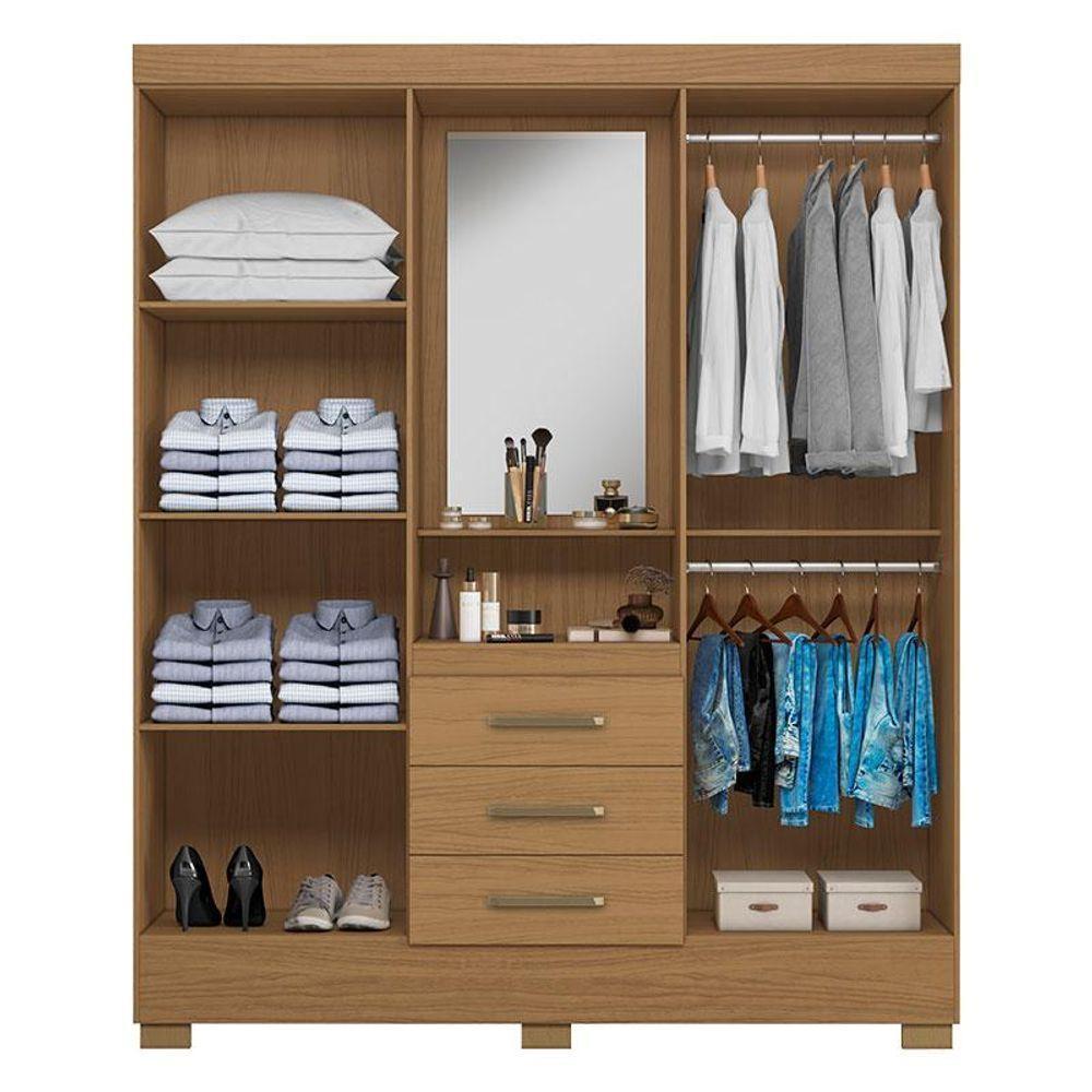 Guarda Roupa Solteiro Paris 2045150 Com Armário Multiuso 2000191 E Cômoda 2014148 Atacama - Aramóveis - 5