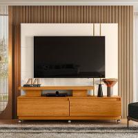Combo Home Com Rodinhas + Painel Para Tv 60 Polegadas New Apolo - 7 Decor Cinamomo E Off White - 2