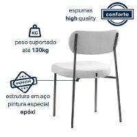 Conjunto 3 Cadeiras Lavínia Bouclê Cinza/aço Preto - Salaone Bouclê Cinza/aço Preto - 5