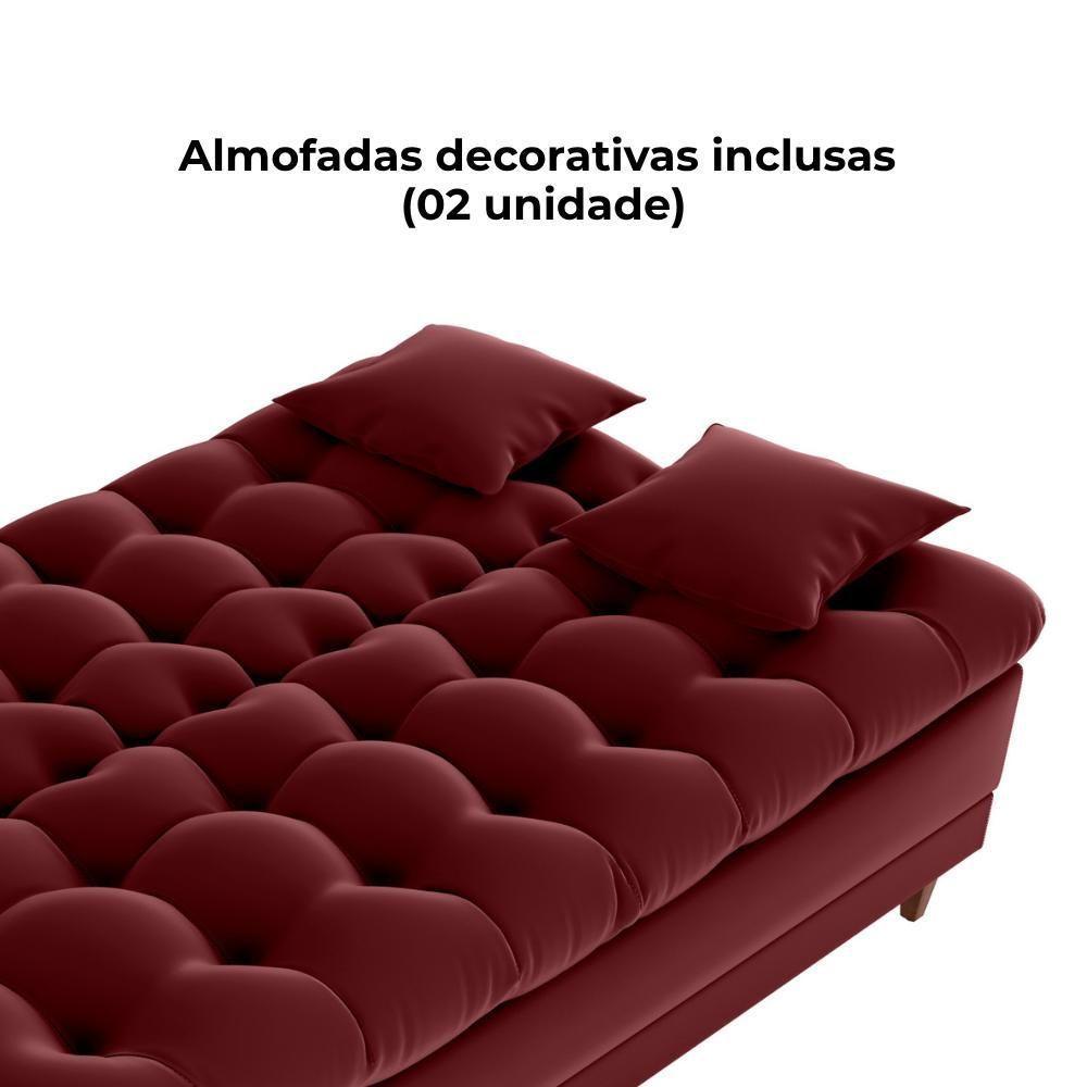 Sofa Cama 2 Lugares 185 Cm Duda Veludo E432 Milani Store Vermelho - 6