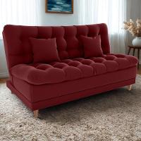 Sofa Cama 2 Lugares 185 Cm Duda Veludo E432 Milani Store Vermelho - 2
