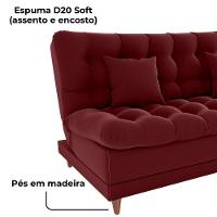 Sofa Cama 2 Lugares 185 Cm Duda Veludo E432 Milani Store Vermelho - 5