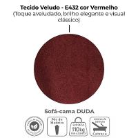 Sofa Cama 2 Lugares 185 Cm Duda Veludo E432 Milani Store Vermelho - 7