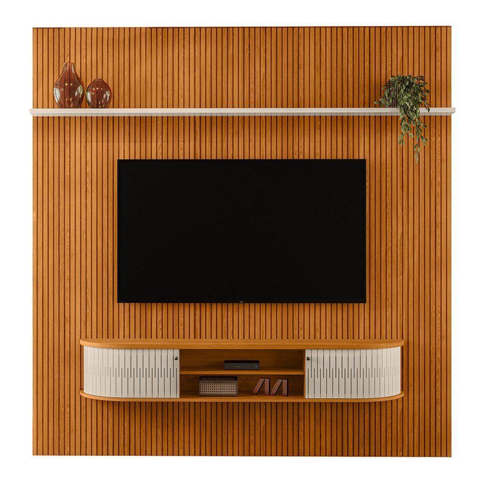 Combo Home Suspenso + Painel Para Tv 60 Polegadas New Bugatti - 7 Decor Cinamomo E Off White - 1