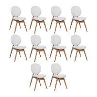 Kit 10 Cadeiras De Jantar Lotus Estrutura Aço Carbono Laminado Natural Com Estofado Linho Cru - 1