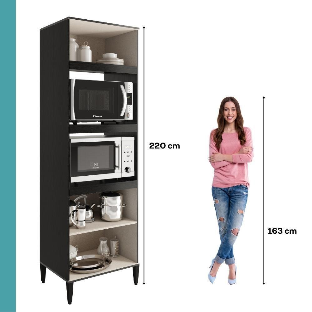 Torre Quente Miami Para 1 Forno 1 Microondas 3 Portas Carraro Preto Touch - 3