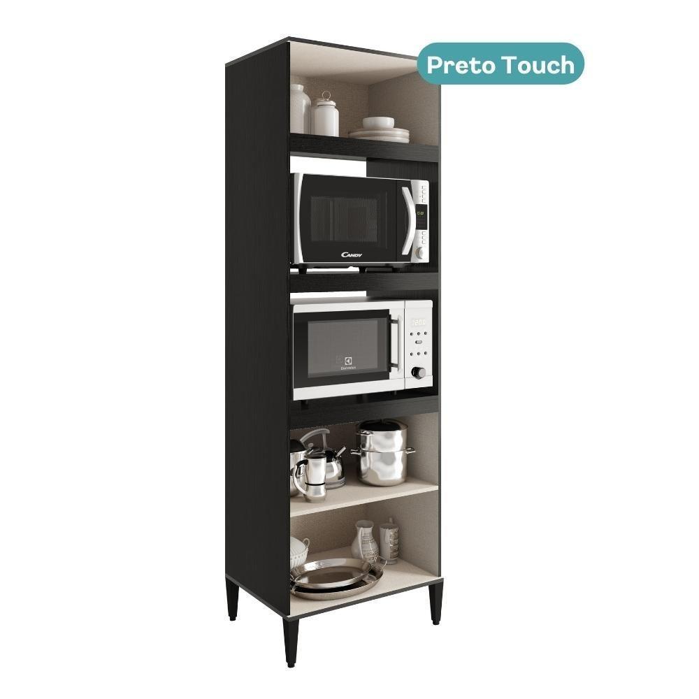 Torre Quente Miami Para 1 Forno 1 Microondas 3 Portas Carraro Preto Touch - 4