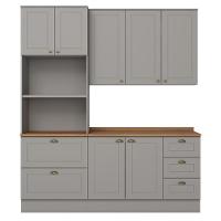 Cozinha Modulada Americana 3 Peças Com Torre Quente 2 Fornos Cinza/nature - Móveis Henn Cinza/nature - 1