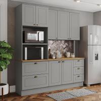 Cozinha Modulada Americana 3 Peças Com Torre Quente 2 Fornos Cinza/nature - Móveis Henn Cinza/nature - 2