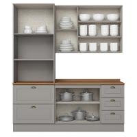 Cozinha Modulada Americana 3 Peças Com Torre Quente 2 Fornos Cinza/nature - Móveis Henn Cinza/nature - 3