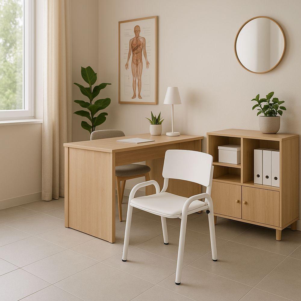 Kit 7 Cadeiras Infantil Iso, Escola, Base Branco- Branco - 2