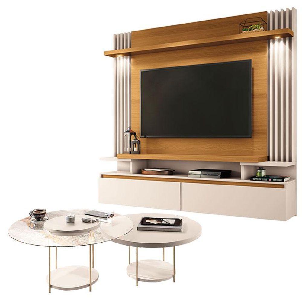 Home Suspenso Cosmo Cinamomo Off White E Kit Mesa De Centro Sky Off White- Hb Móveis - 1