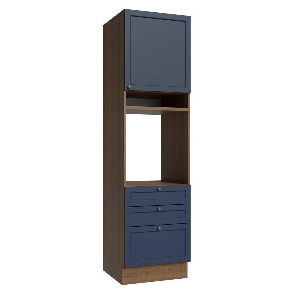 Torre Quente 60 Cm 1 Porta 3 Gavetas Rustic/azul Vik Madesa Rustic/azul - 1