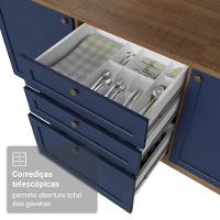 Torre Quente 60 Cm 1 Porta 3 Gavetas Rustic/azul Vik Madesa Rustic/azul - 5