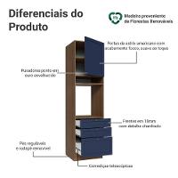 Torre Quente 60 Cm 1 Porta 3 Gavetas Rustic/azul Vik Madesa Rustic/azul - 9