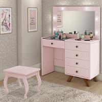 Penteadeira Camarim Luna Rosê Com Banqueta - Móveis Luapa Rosê - 5