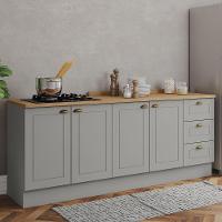 Cozinha Modulada Americana 2 Peças Balcões 120cm E 80cm Cinza/nature Com Tampos Mdp - Móveis Henn Cinza/nature - 2