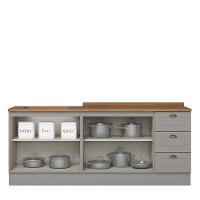 Cozinha Modulada Americana 2 Peças Balcões 120cm E 80cm Cinza/nature Com Tampos Mdp - Móveis Henn Cinza/nature - 6