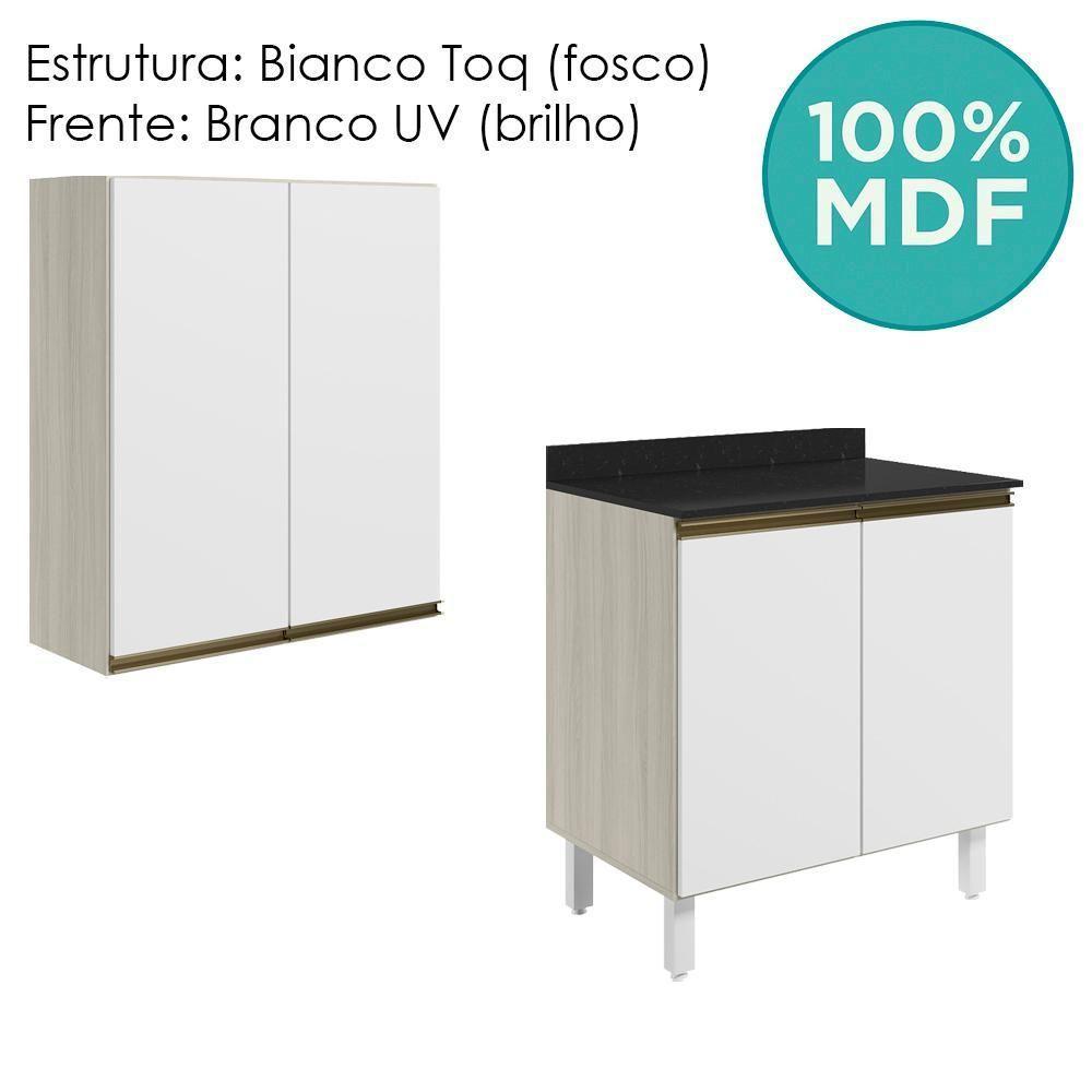 Armario Aereo Balcao 2 Portas 70cm Mdf Kali Nicioli Bianco Toq Branco Uv - 4