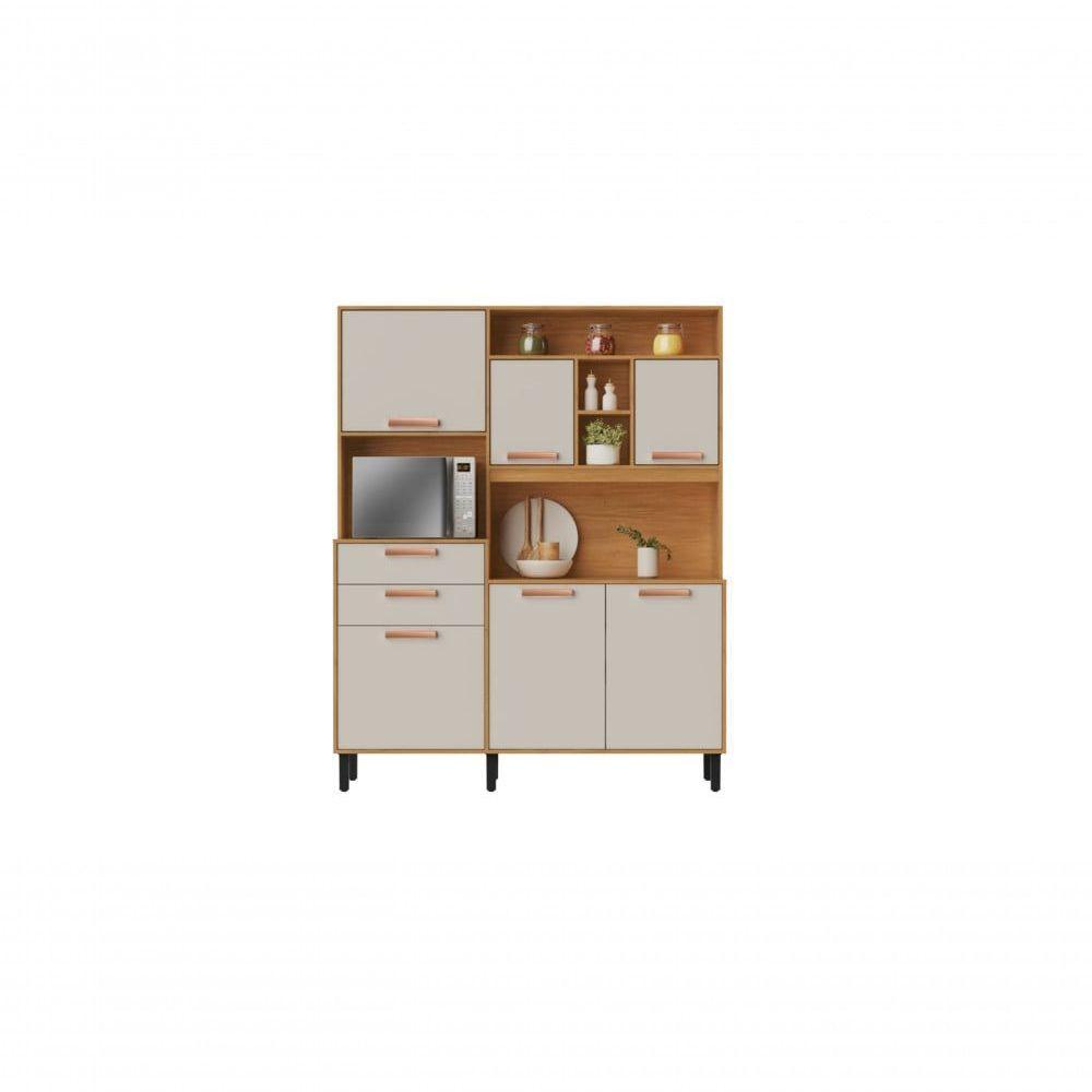 Cozinha Compacta 6 Portas 2 Gavetas 5 Nichos Nápoles - Itatiaia Cinamomo-off White - 1