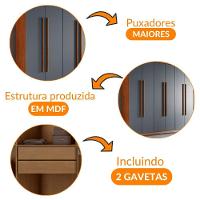 Guarda Roupa Casal Heros 6 Portas E 2 Gavetas Moderna Imbuia / Grafite - 6