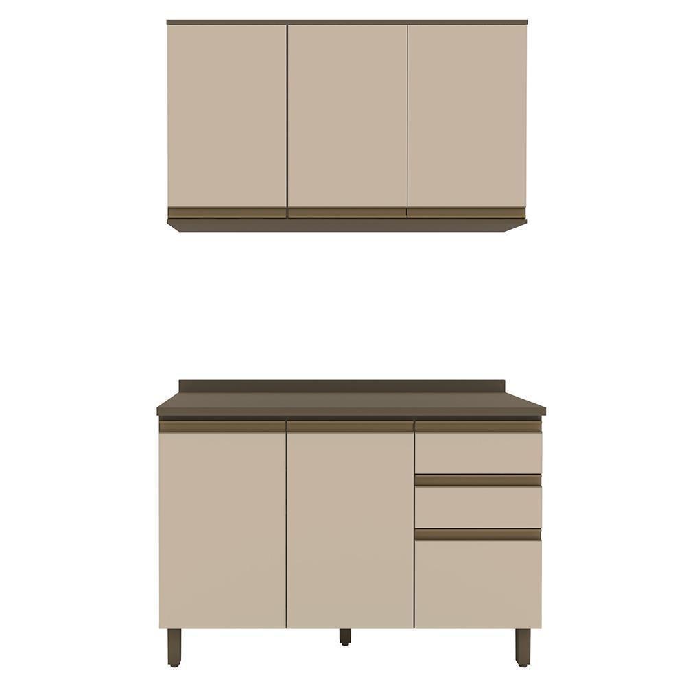 Cozinha Modulada Connect 2 Peças Com Aéreo E Balcão 120cm Duna/cristal - Móveis Henn Duna/cristal - 1