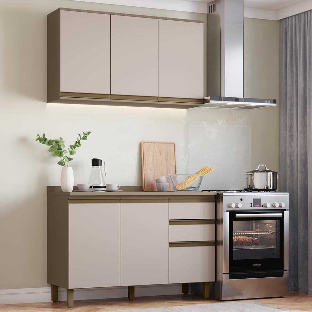 Cozinha Modulada Connect 2 Peças Com Aéreo E Balcão 120cm Duna/cristal - Móveis Henn Duna/cristal - 2