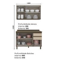 Cozinha Modulada Connect 2 Peças Com Aéreo E Balcão 120cm Duna/cristal - Móveis Henn Duna/cristal - 7