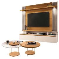 Home Suspenso Cosmo Cinamomo Off White E Kit Mesa De Centro Sky Cinamomo- Hb Móveis - 1