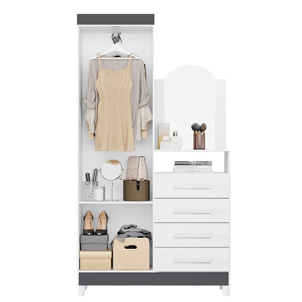 Cômoda New Capri 2 Portas E 4 Gavetas Quadriflex Branco/titanium Com Espelho - Móveis Albatroz Branco/titanium - 3