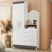 Cômoda New Capri 2 Portas E 4 Gavetas Quadriflex Branco/titanium Com Espelho - Móveis Albatroz Branco/titanium - 2