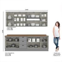 Cozinha Completa Americana 7 Peças Cinza/nature Com Tampo - Móveis Henn Cinza/nature - 2