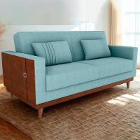 Sofa Cama 2 Lugares 203 Cm Esther Boucle Corino Whisk Milani Store Azul - 2