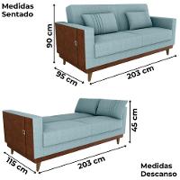Sofa Cama 2 Lugares 203 Cm Esther Boucle Corino Whisk Milani Store Azul - 3