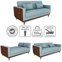 Sofa Cama 2 Lugares 203 Cm Esther Boucle Corino Whisk Milani Store Azul - 9