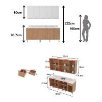 Cozinha Compacta 4 Peças Com Armário E Balcão Com Tampo Multimóveis Cr20448 Freijó/branco/mármore Branco - 7