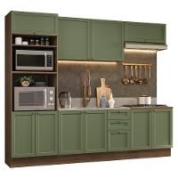 Armário De Cozinha Completa 270 Cm Rustic/verde Vik Madesa 01 Rustic/verde