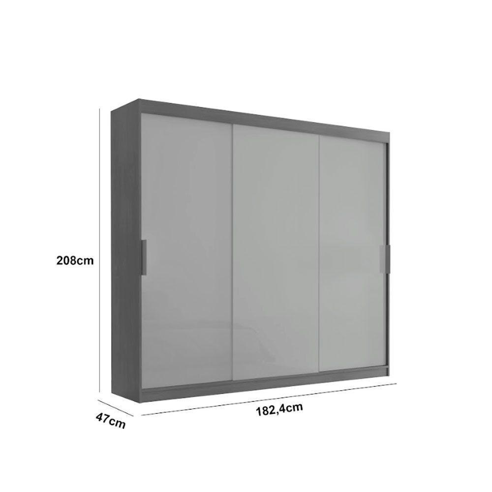 Guarda Roupa Casal Vitor Premium 3pts Com Espelho Moderna Naturalle - 3
