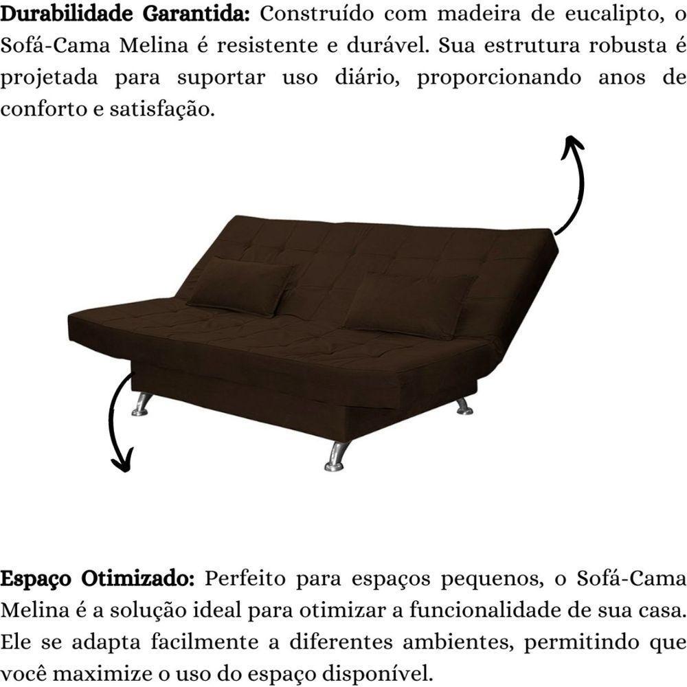 Sofá Cama Casal Com Almofadas Rivera Suede Marrom Escuro - 6