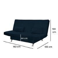 Sofá Cama Casal Com Almofadas Bettina Suede Azul Marinho - 3